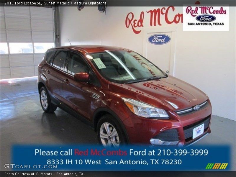 Sunset Metallic / Medium Light Stone 2015 Ford Escape SE