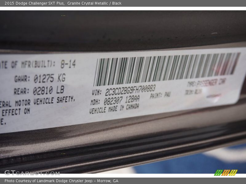 Granite Crystal Metallic / Black 2015 Dodge Challenger SXT Plus