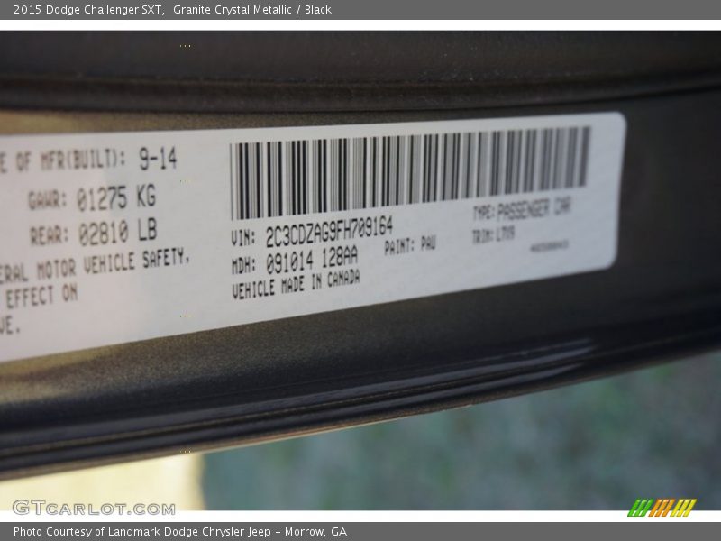 Granite Crystal Metallic / Black 2015 Dodge Challenger SXT