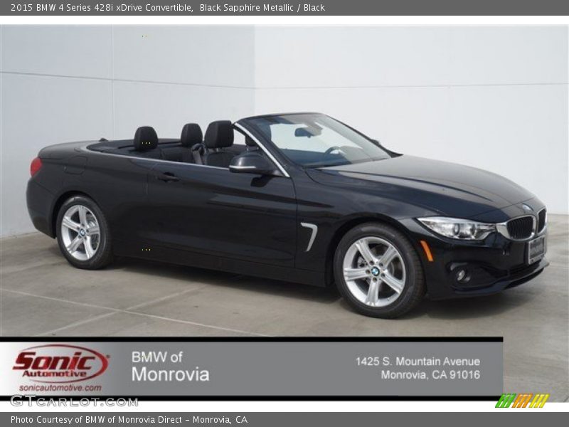 Black Sapphire Metallic / Black 2015 BMW 4 Series 428i xDrive Convertible
