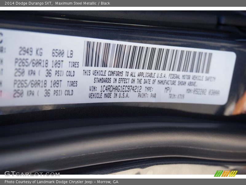 Maximum Steel Metallic / Black 2014 Dodge Durango SXT