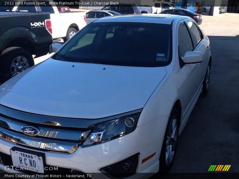 White Platinum Tri-Coat / Charcoal Black 2012 Ford Fusion Sport