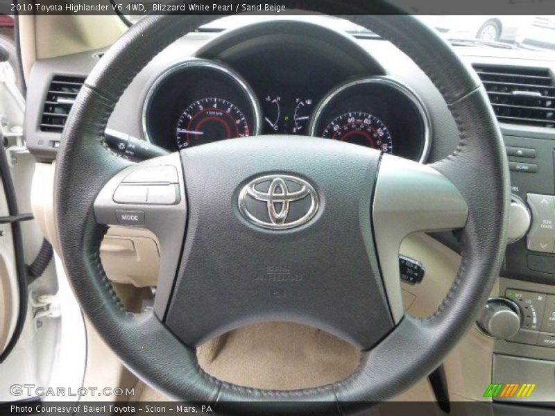 Blizzard White Pearl / Sand Beige 2010 Toyota Highlander V6 4WD