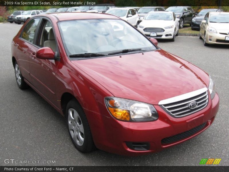 Spicy Red Metallic / Beige 2009 Kia Spectra EX Sedan