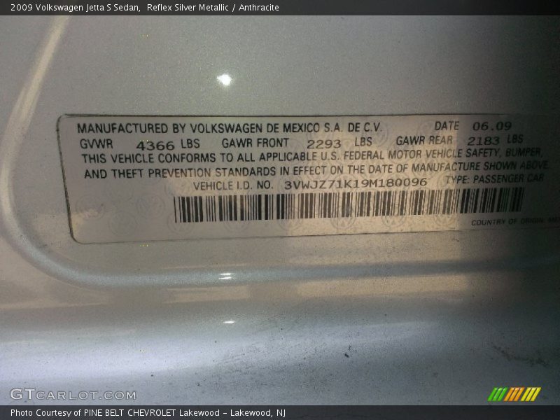 Reflex Silver Metallic / Anthracite 2009 Volkswagen Jetta S Sedan