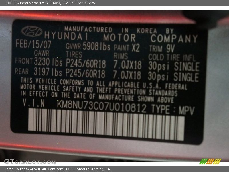 Liquid Silver / Gray 2007 Hyundai Veracruz GLS AWD