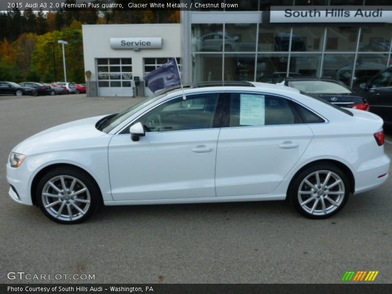 Glacier White Metallic / Chestnut Brown 2015 Audi A3 2.0 Premium Plus quattro