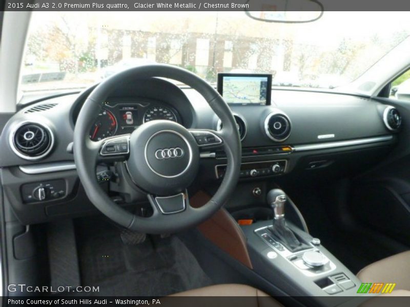 Glacier White Metallic / Chestnut Brown 2015 Audi A3 2.0 Premium Plus quattro