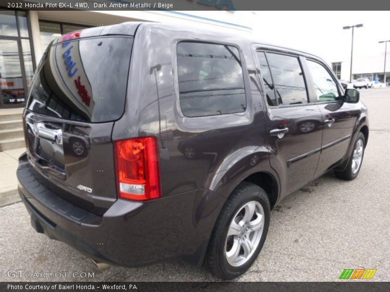 Dark Amber Metallic / Beige 2012 Honda Pilot EX-L 4WD