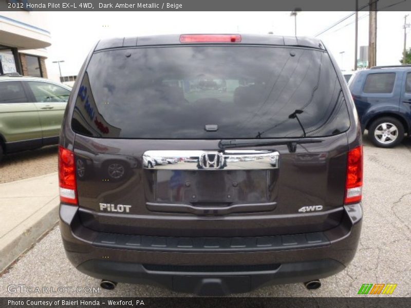 Dark Amber Metallic / Beige 2012 Honda Pilot EX-L 4WD