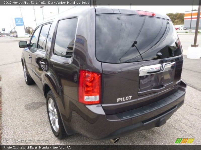 Dark Amber Metallic / Beige 2012 Honda Pilot EX-L 4WD