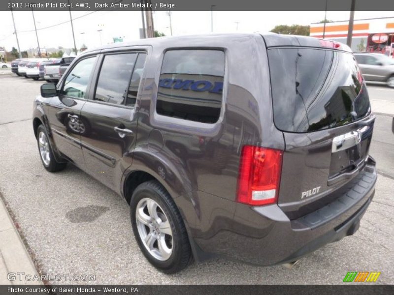 Dark Amber Metallic / Beige 2012 Honda Pilot EX-L 4WD