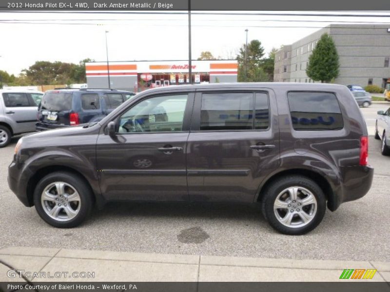 Dark Amber Metallic / Beige 2012 Honda Pilot EX-L 4WD