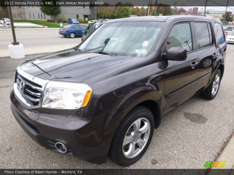 Dark Amber Metallic / Beige 2012 Honda Pilot EX-L 4WD