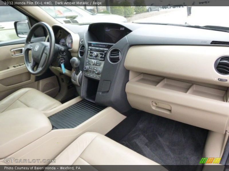 Dark Amber Metallic / Beige 2012 Honda Pilot EX-L 4WD