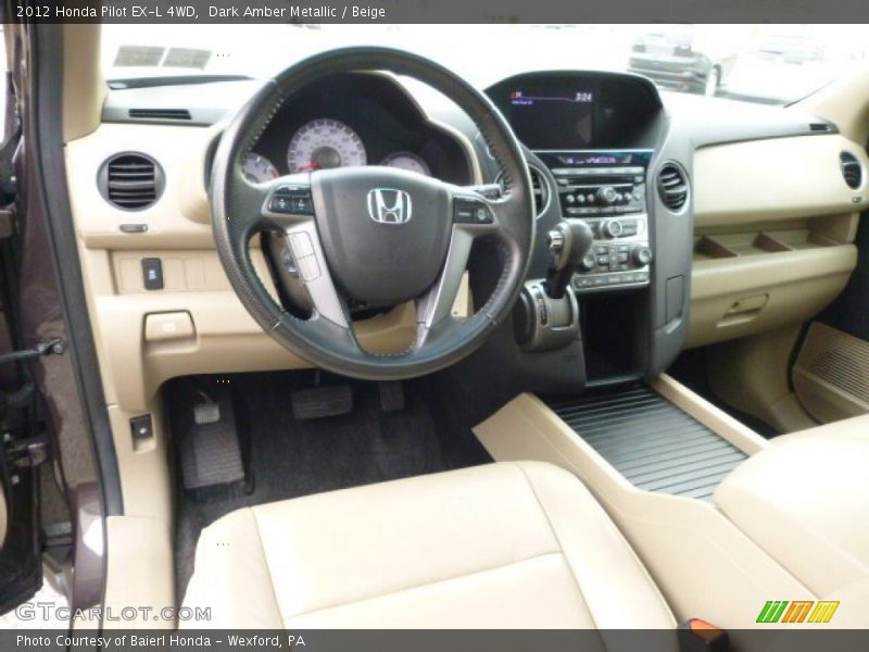 Dark Amber Metallic / Beige 2012 Honda Pilot EX-L 4WD