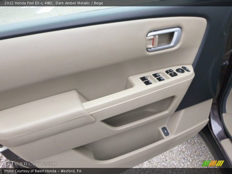 Dark Amber Metallic / Beige 2012 Honda Pilot EX-L 4WD