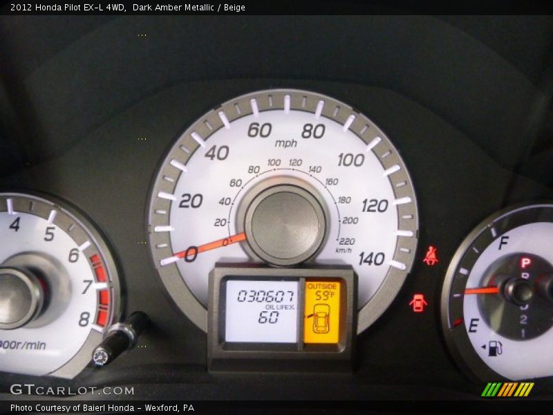 Dark Amber Metallic / Beige 2012 Honda Pilot EX-L 4WD