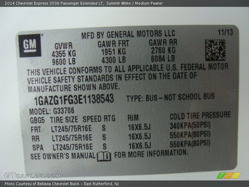 Summit White / Medium Pewter 2014 Chevrolet Express 3500 Passenger Extended LT