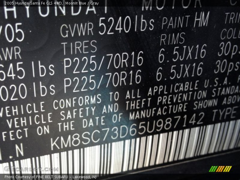 Moonlit Blue / Gray 2005 Hyundai Santa Fe GLS 4WD