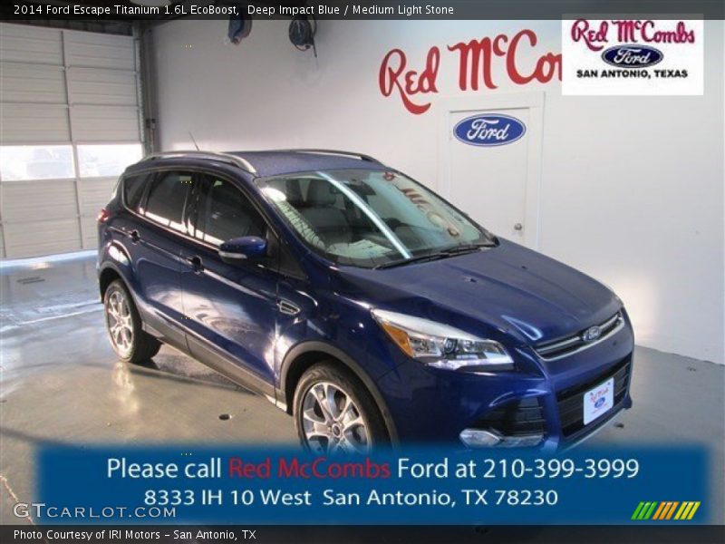 Deep Impact Blue / Medium Light Stone 2014 Ford Escape Titanium 1.6L EcoBoost