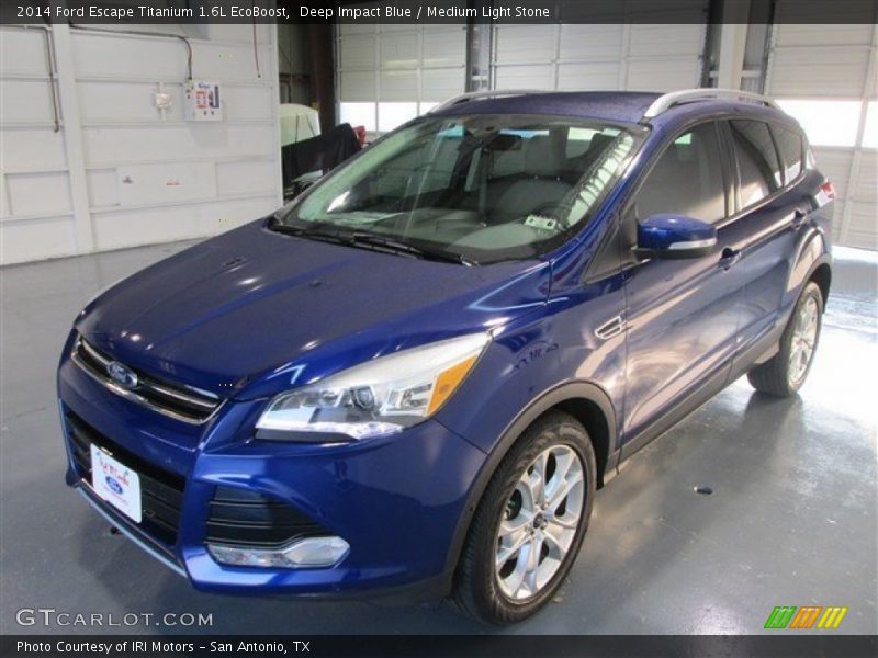 Deep Impact Blue / Medium Light Stone 2014 Ford Escape Titanium 1.6L EcoBoost
