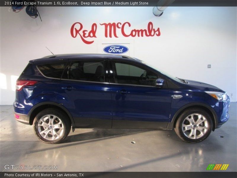 Deep Impact Blue / Medium Light Stone 2014 Ford Escape Titanium 1.6L EcoBoost