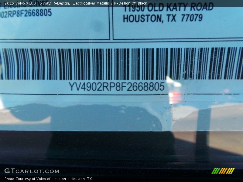 Electric Silver Metallic / R-Design Off Black 2015 Volvo XC60 T6 AWD R-Design