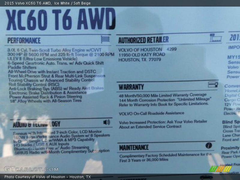 Ice White / Soft Beige 2015 Volvo XC60 T6 AWD