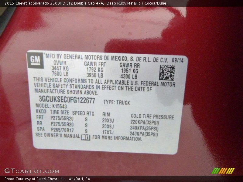 Deep Ruby Metallic / Cocoa/Dune 2015 Chevrolet Silverado 3500HD LTZ Double Cab 4x4