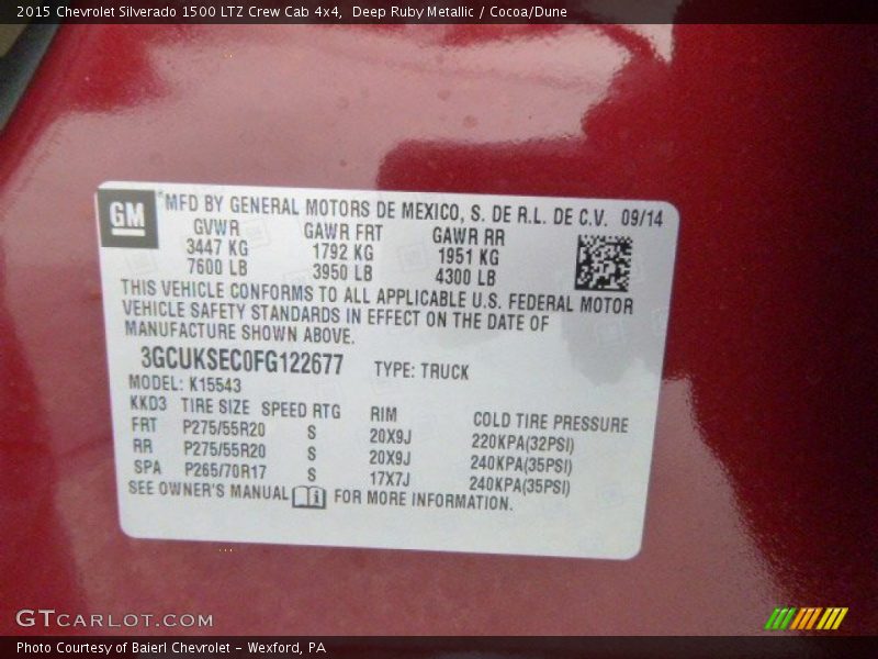 Deep Ruby Metallic / Cocoa/Dune 2015 Chevrolet Silverado 1500 LTZ Crew Cab 4x4