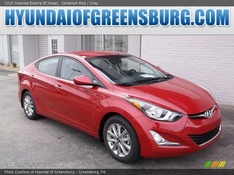 Geranium Red / Gray 2015 Hyundai Elantra SE Sedan