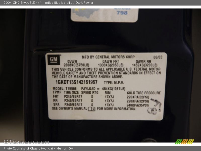 Indigo Blue Metallic / Dark Pewter 2004 GMC Envoy SLE 4x4