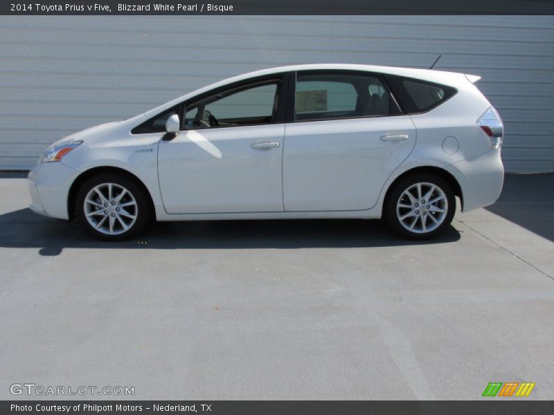 Blizzard White Pearl / Bisque 2014 Toyota Prius v Five