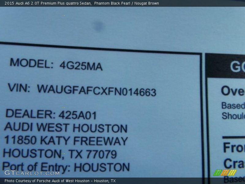 Phantom Black Pearl / Nougat Brown 2015 Audi A6 2.0T Premium Plus quattro Sedan