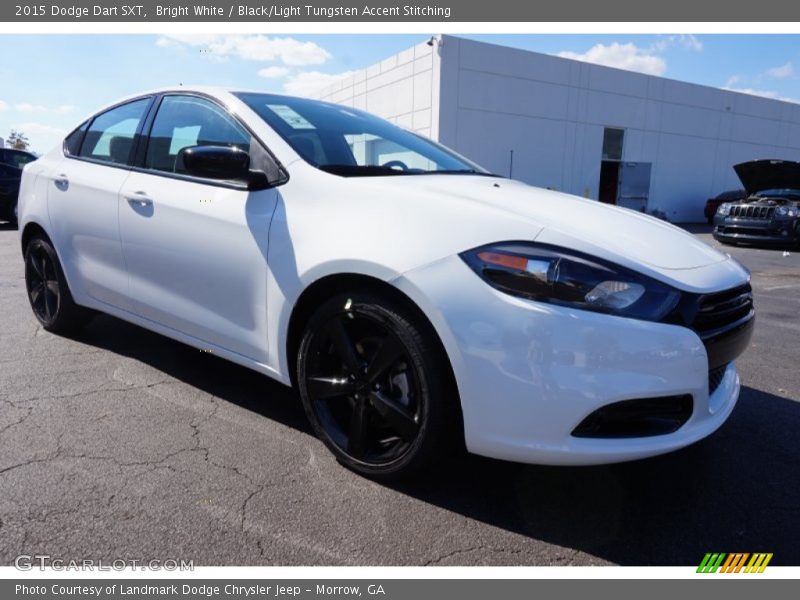 Bright White / Black/Light Tungsten Accent Stitching 2015 Dodge Dart SXT