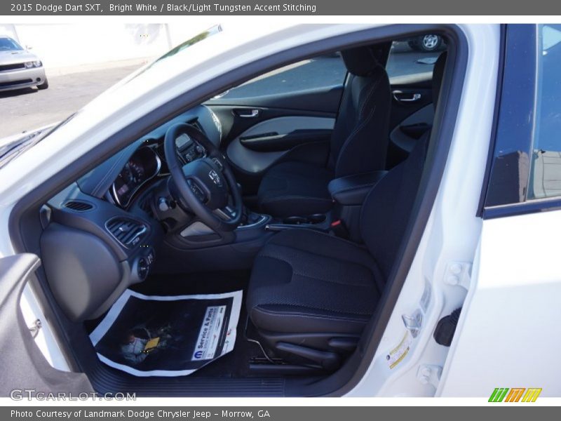 Bright White / Black/Light Tungsten Accent Stitching 2015 Dodge Dart SXT