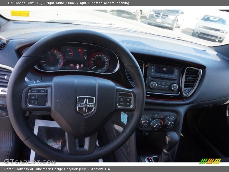 Bright White / Black/Light Tungsten Accent Stitching 2015 Dodge Dart SXT