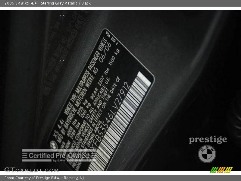 Sterling Grey Metallic / Black 2006 BMW X5 4.4i