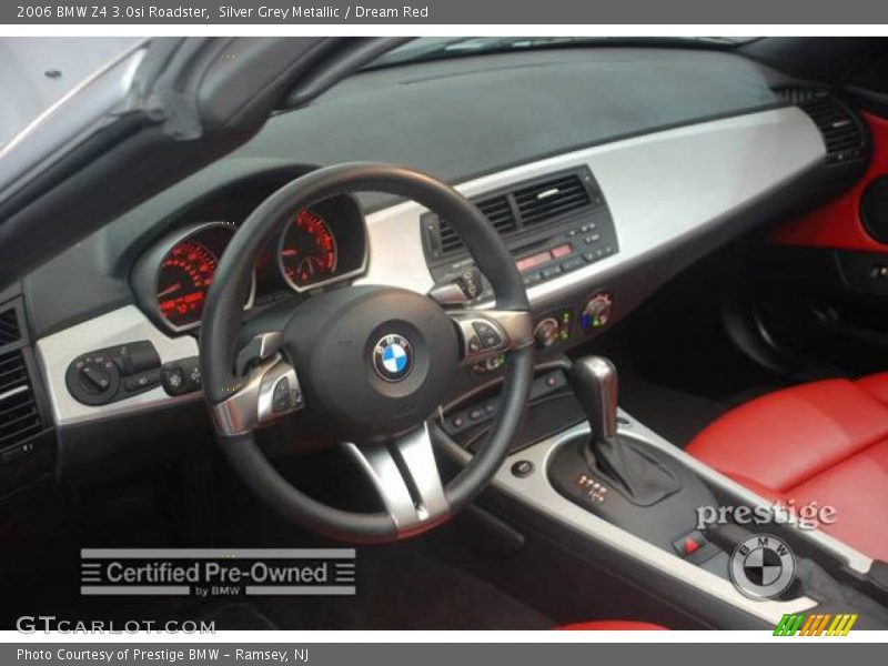 Silver Grey Metallic / Dream Red 2006 BMW Z4 3.0si Roadster
