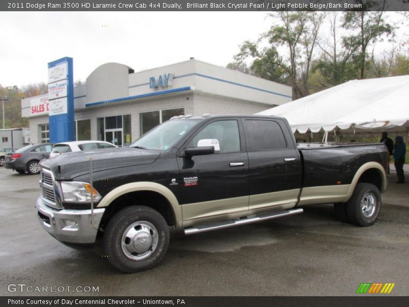 Brilliant Black Crystal Pearl / Light Pebble Beige/Bark Brown 2011 Dodge Ram 3500 HD Laramie Crew Cab 4x4 Dually