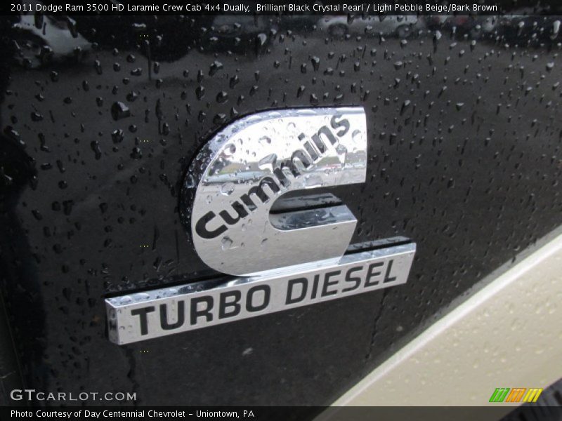 Brilliant Black Crystal Pearl / Light Pebble Beige/Bark Brown 2011 Dodge Ram 3500 HD Laramie Crew Cab 4x4 Dually