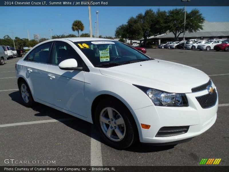 Summit White / Jet Black/Sport Red 2014 Chevrolet Cruze LT
