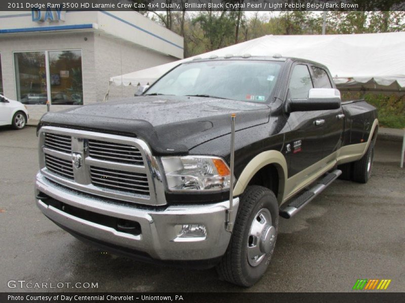 Brilliant Black Crystal Pearl / Light Pebble Beige/Bark Brown 2011 Dodge Ram 3500 HD Laramie Crew Cab 4x4 Dually