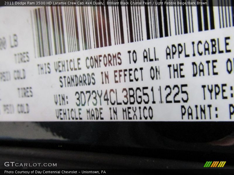 Brilliant Black Crystal Pearl / Light Pebble Beige/Bark Brown 2011 Dodge Ram 3500 HD Laramie Crew Cab 4x4 Dually