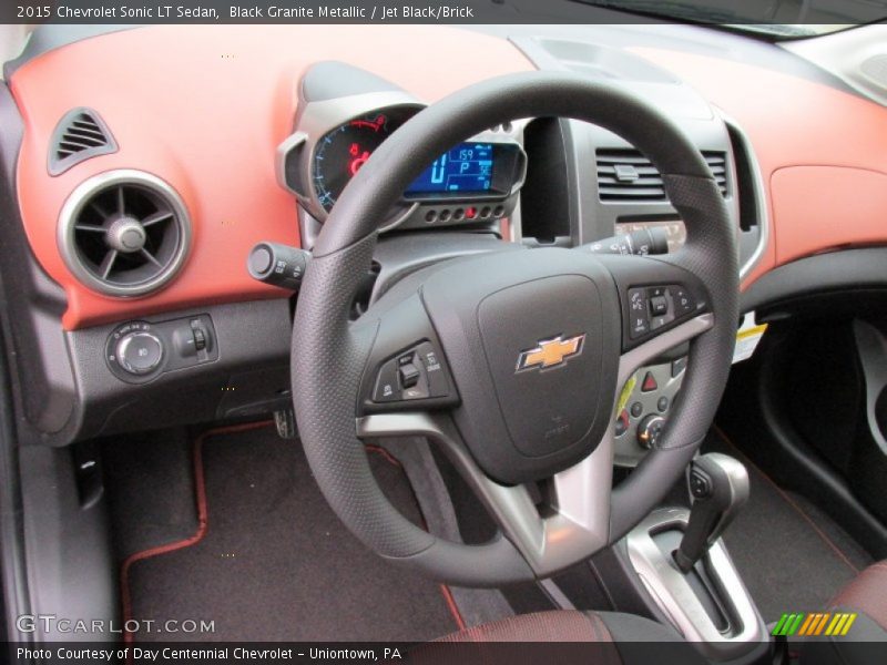 Black Granite Metallic / Jet Black/Brick 2015 Chevrolet Sonic LT Sedan
