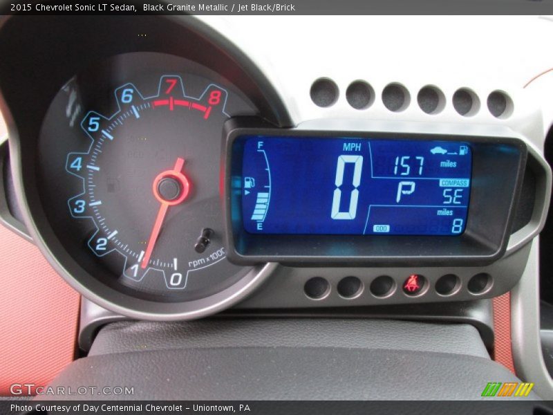 Black Granite Metallic / Jet Black/Brick 2015 Chevrolet Sonic LT Sedan