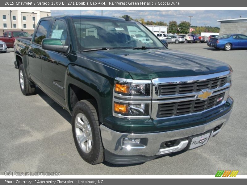 Rainforest Green Metallic / Cocoa/Dune 2015 Chevrolet Silverado 1500 LT Z71 Double Cab 4x4