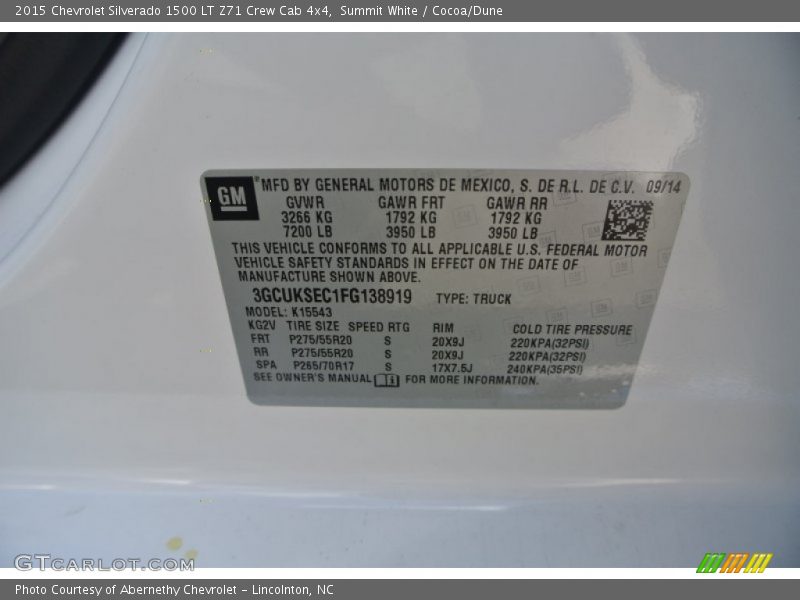 Summit White / Cocoa/Dune 2015 Chevrolet Silverado 1500 LT Z71 Crew Cab 4x4