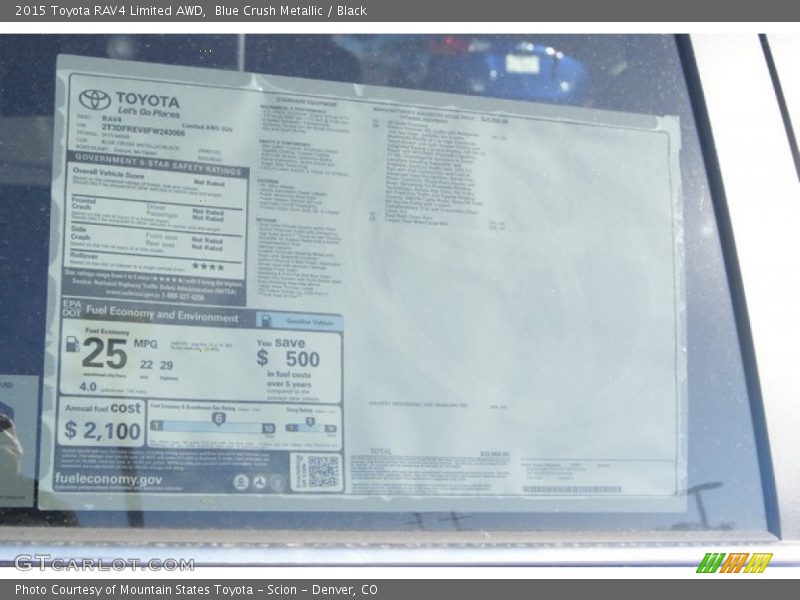 Blue Crush Metallic / Black 2015 Toyota RAV4 Limited AWD